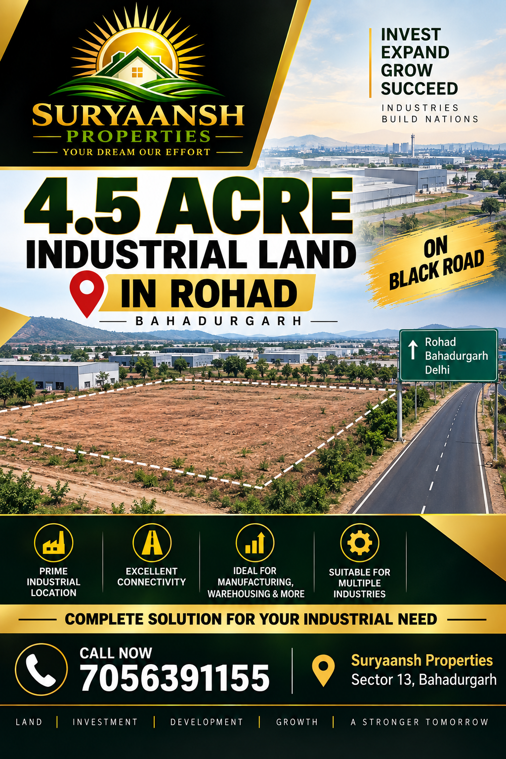 4.5 Acre Industrial Land For Sale In Rohad
